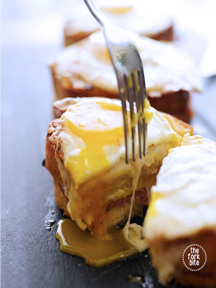 Croque Madame - a classic French sandwich topped with béchamel sauce, Gruyere cheese and fried egg, that is scrumptious for a brunch but can also be just as good for a light, quick-to-make supper.