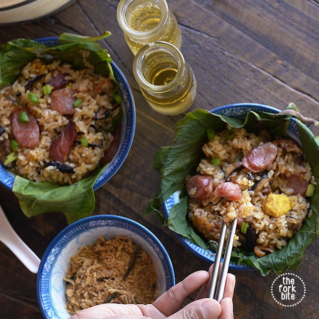 I never thought that this Chinese Sticky Rice is simpler to recreate at home. The first thing to do is to pre-soak the glutinous rice for a couple of hours before making the rice.