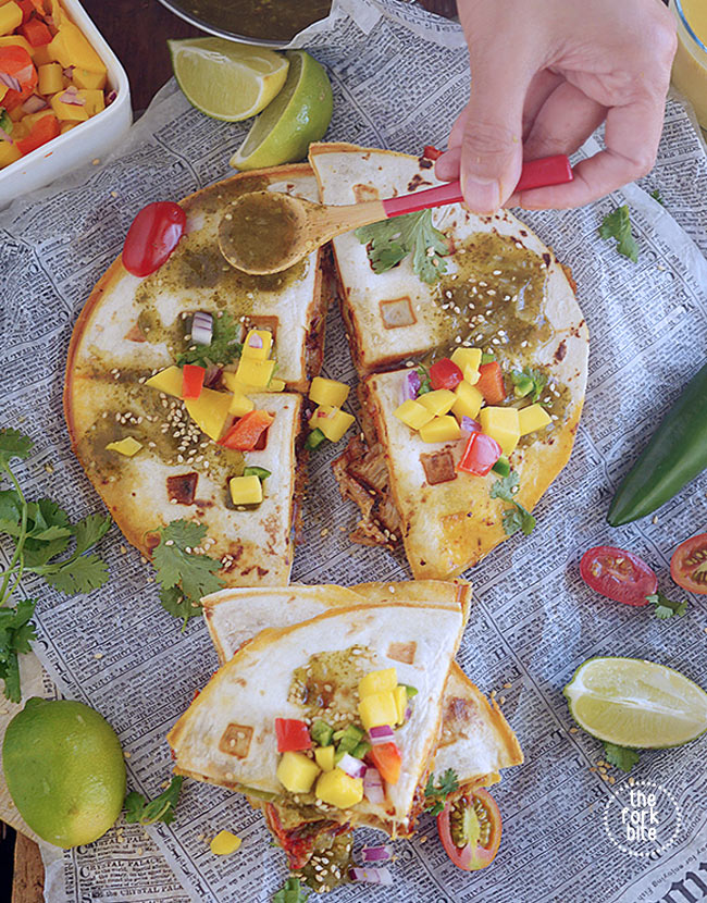 Cheese Quesadilla Recipe with Tomatillo Salsa Verde