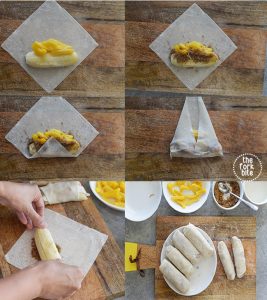 Learn how to wrap the banana spring rolls