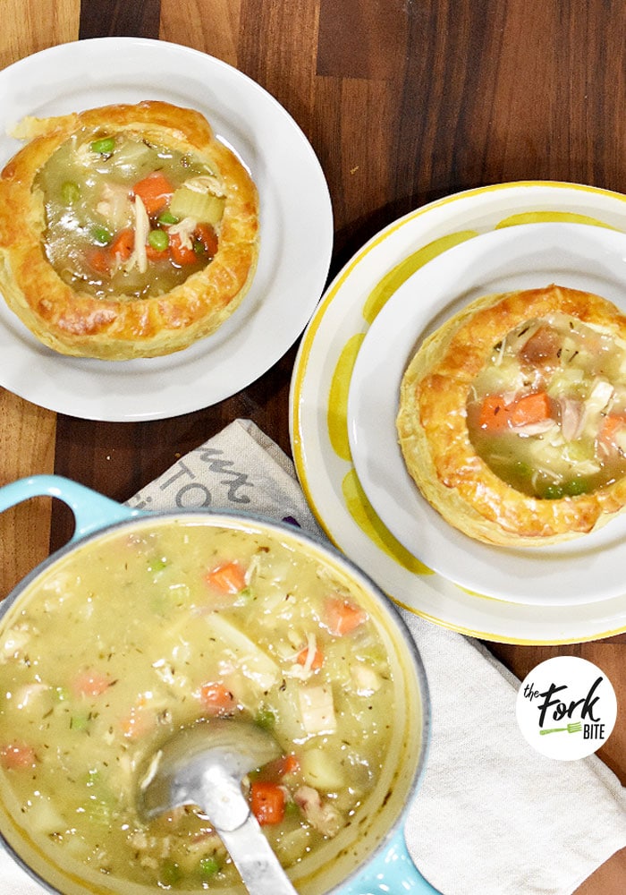 easy chicken pot pie recipe - Use your leftover chicken and store-bought puff pastry to make this Chicken Pot Pie puff pastry easy to prepare.