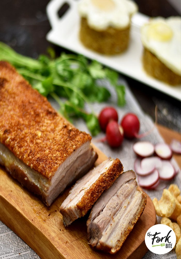 If you’re a sucker of Crispy Pork Belly, then you come to the right place. With your first bite on this crackling Pork Belly, you can hear satisfying crackles of the skin