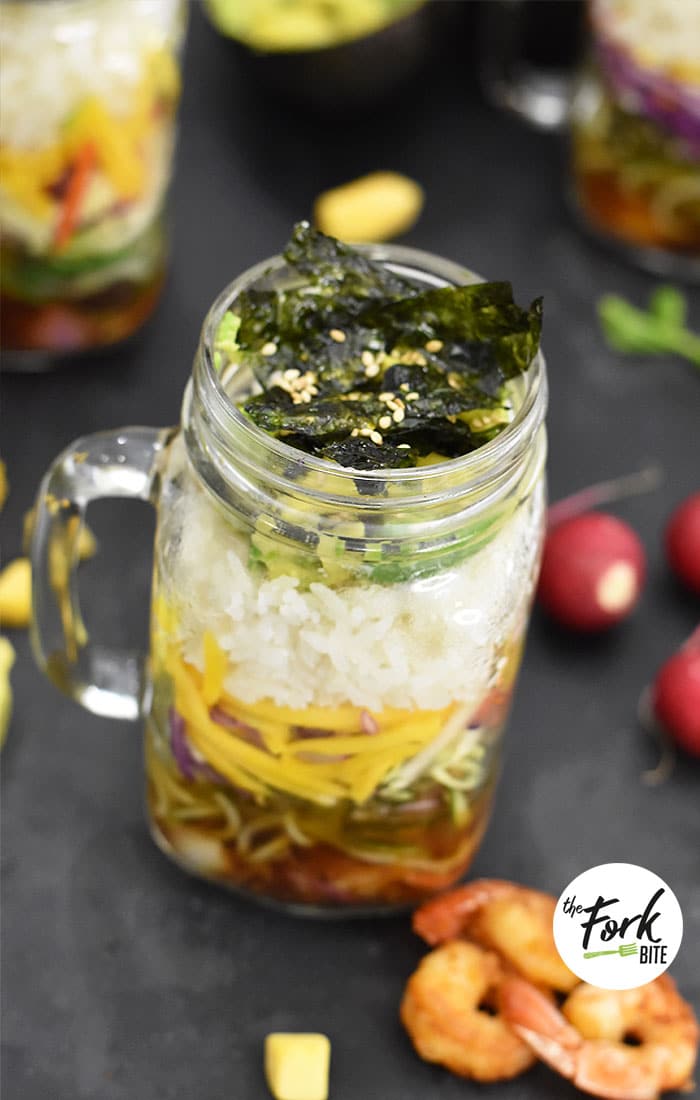 Want to punch-up your lunch? Sushi in a Jar is easy to put together, store, and carry around. With a little bit of prep and layering, you can easily have your own sushi in a jar.