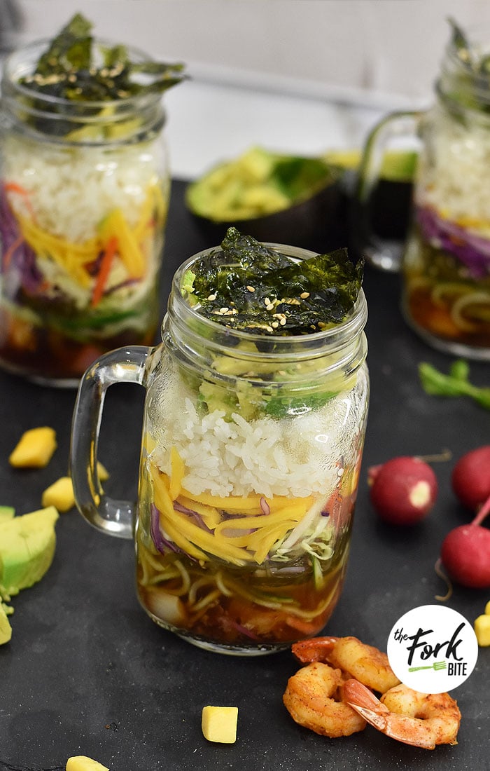 Want to punch-up your lunch? Sushi in a Jar is easy to put together, store, and carry around. With a little bit of prep and layering, you can easily have your own sushi in a jar.