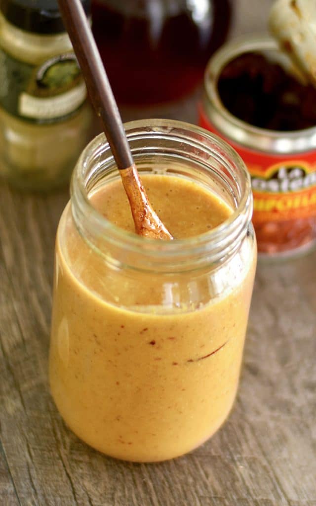 This copycat Chipotle Salad Dressing is sweet, smoky, tangy is a perfect way to perk up your salad and tastes great on just about anything.