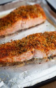 For your air fryer Salmon Furikake, use fillet cuts with the same thickness of 1 ½ inch. If frozen, place them at room temperature to thaw before cooking.