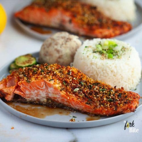 I never thought making this Baked Furikake Salmon recipe using an air fryer would result in the juiciest, most tender salmon each time. Topped with flavorful and crunchy furikake panko breadcrumbs.