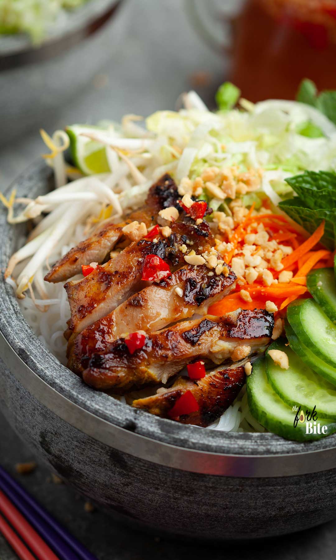 Bun Ga Nuong Recipe Vermicelli Noodle Bowl with Vietnamese Lemongrass