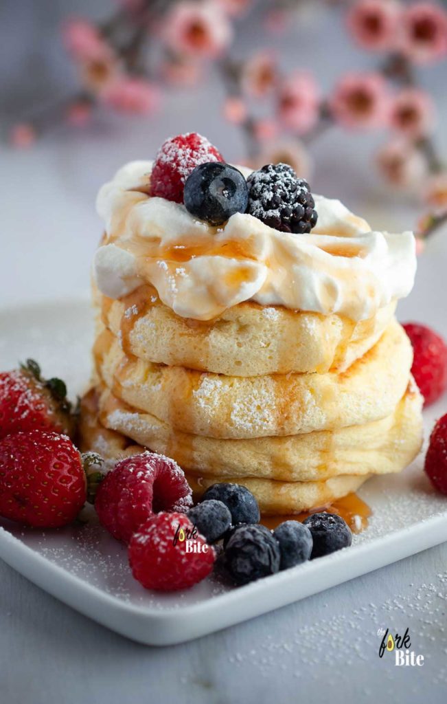 Japanese pancakes are extremely popular and notoriously difficult to make. This recipe is pretty much fool-proof. Try this treat for a refreshing brunch or decadent dessert!