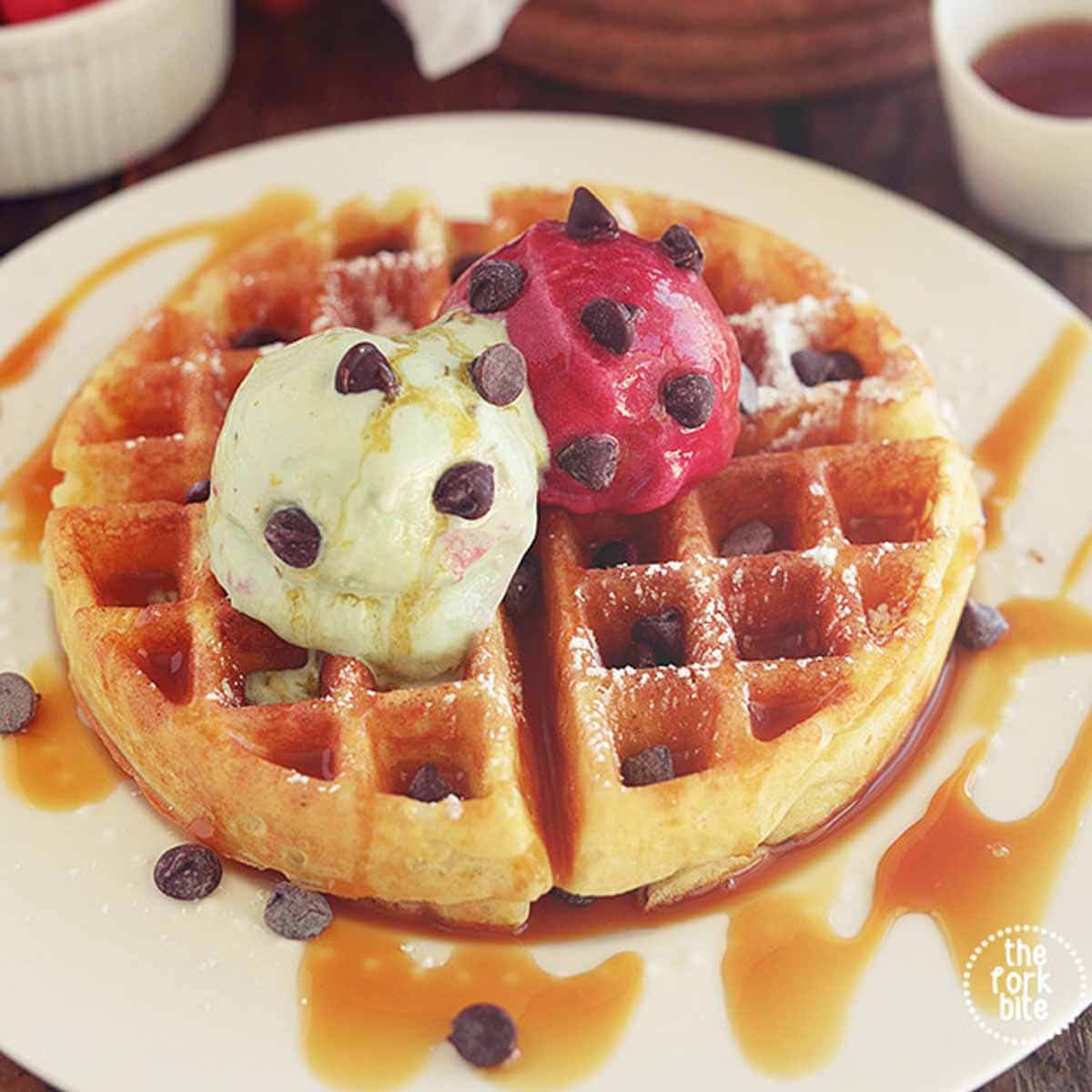 Who can resist these Malted Belgian waffles which are crispy outside and pillowy inside? Garnish them with your favorite fruits, syrup or even ice cream, these waffles have earn a special place in my heart.