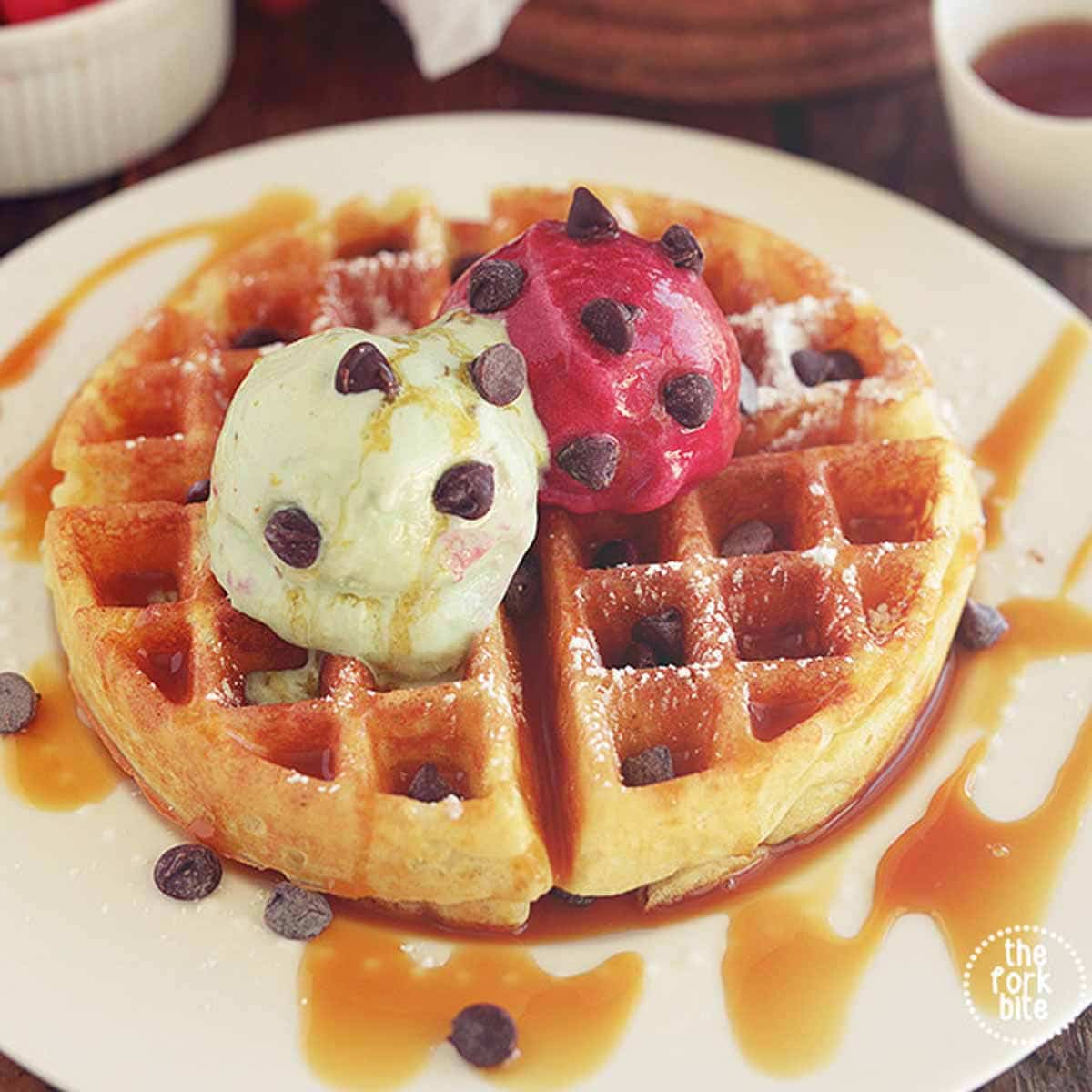 Malted Belgian Waffles - Crispy yet Fluffy Inside - The Fork Bite