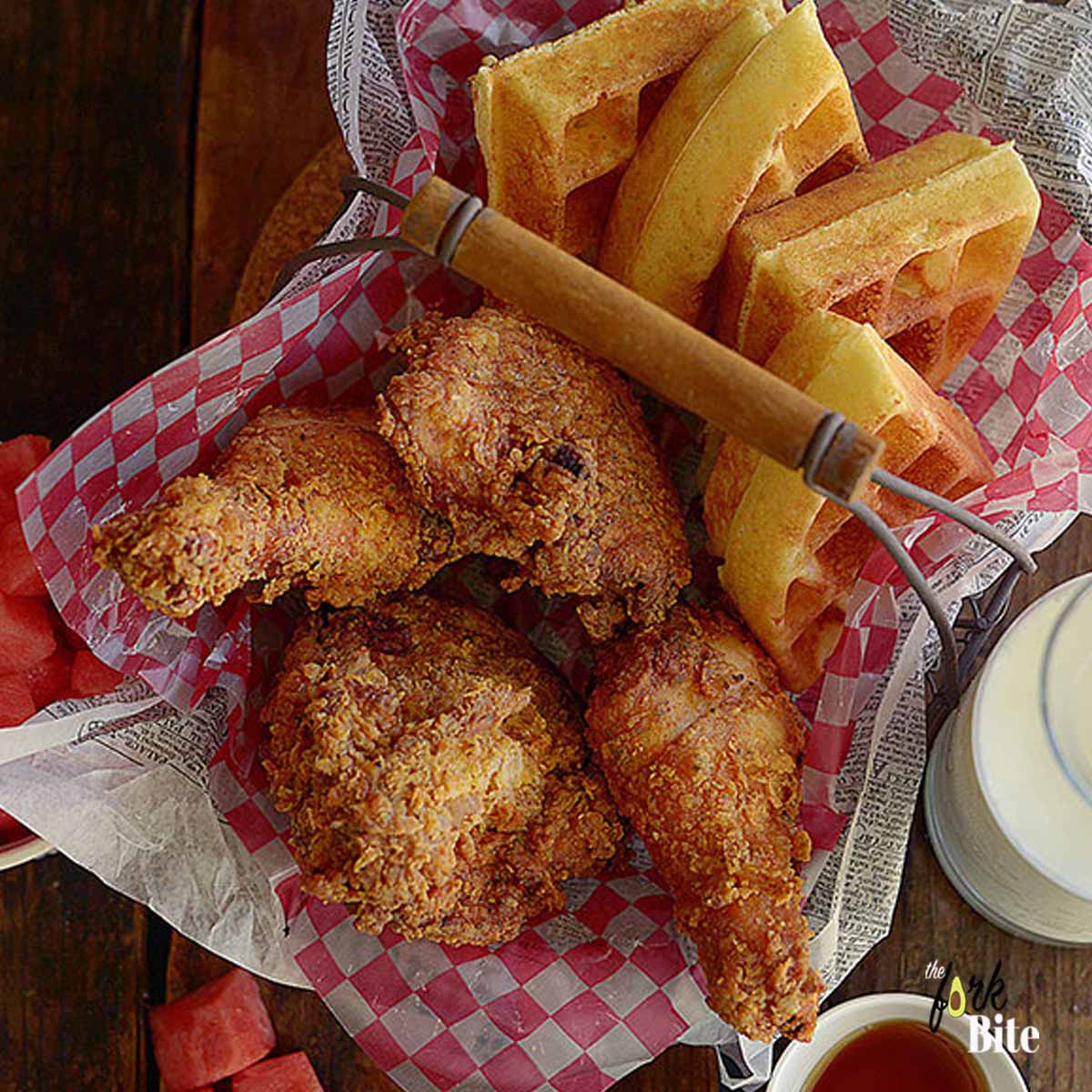 I made these copycat Roscoe chicken and waffles recipes which are one of the best and delicious combos out there. Visualize a perfectly seasoned, juicy, and crunchy fried chicken on top of a crispy and fluffy inside malted Belgian waffles.