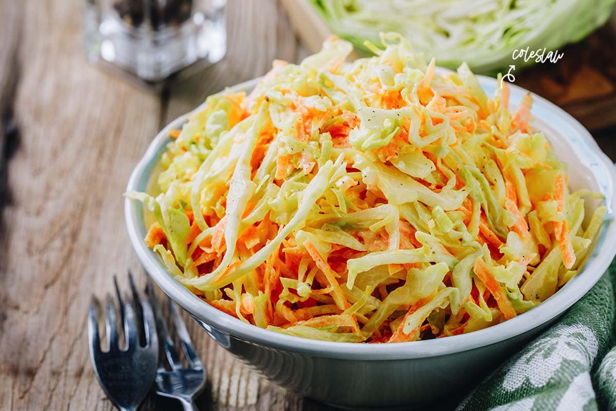 Coleslaw  - The recipe is so easy to make. There's no need to do any cooking, baking, or roasting. All you have to do is mix mayonnaise, dry mustard, salt, sugar, and vinegar to get a creamy and rich sauce.