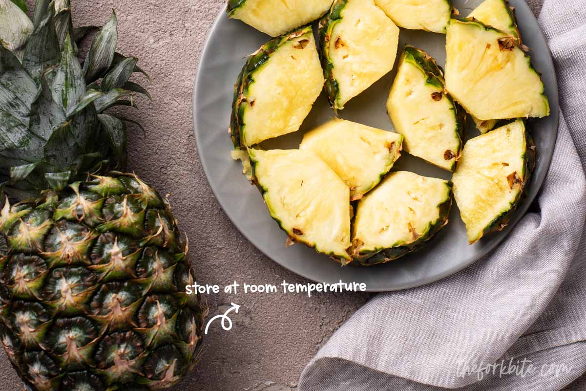 You can speed this up if you store it at room temperature. If you are not yet ready to eat your pineapple, put it in the fridge. This will delay the start of the fermentation process.