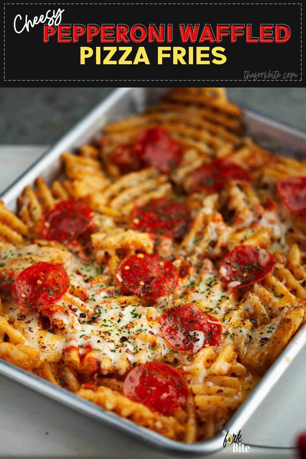 These waffled pizza fries are delectable appetizer that's more about easy assembling than cooking. Just sprinkle all your favorite pizza toppings and enjoy something to snack on.