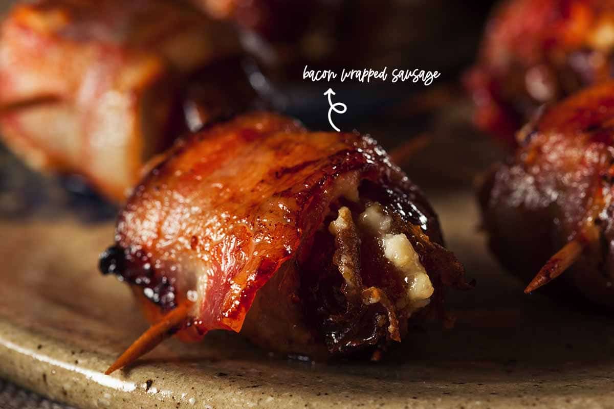 I added a little sugar to my smokies to match the saltiness of the bacon. A little cayenne pepper also made it exciting to the taste buds. I placed my bacon-wrapped smokies in a food container lined with some lettuce.