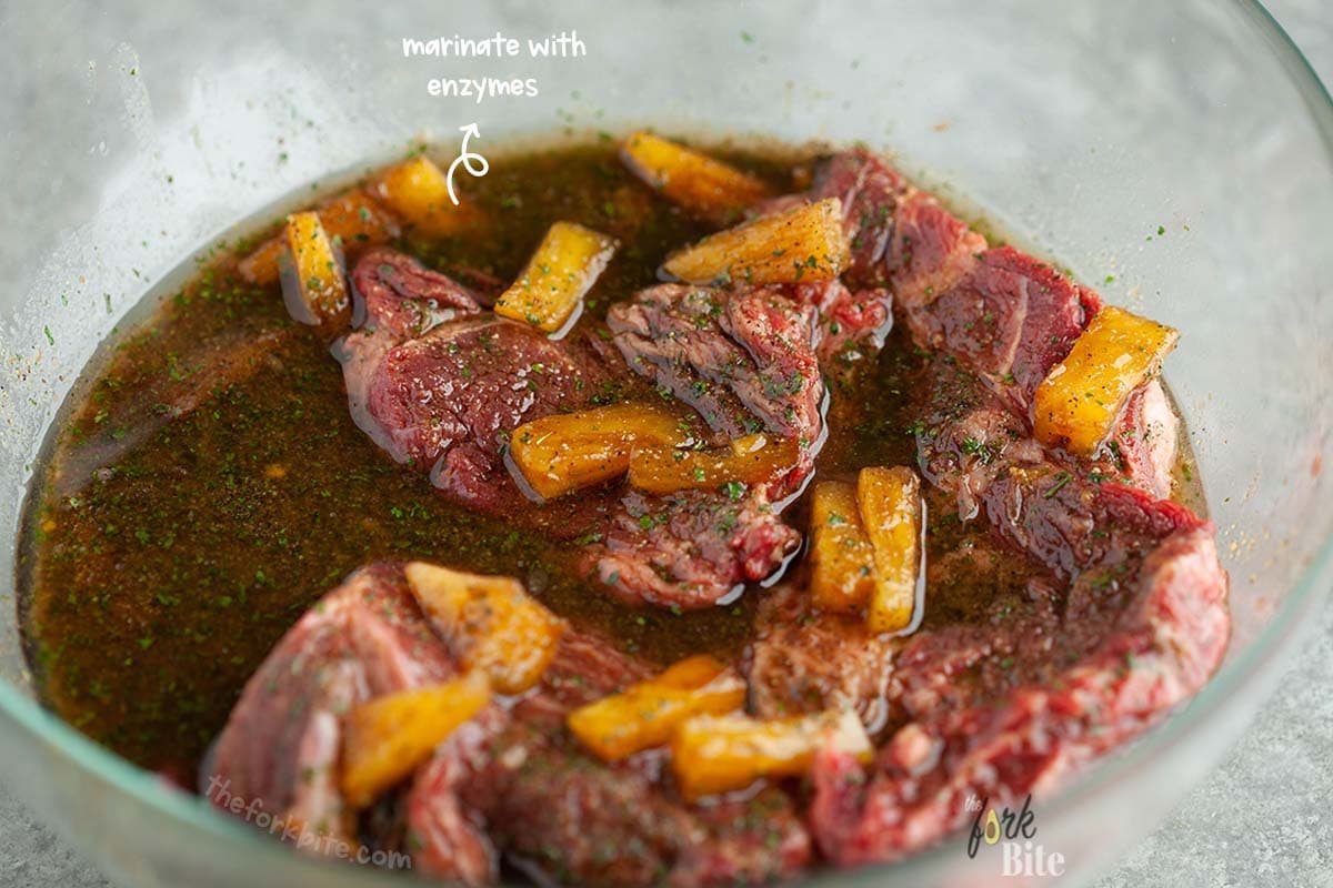 If you marinate fruits containing proteases and use them with your favorite seasonings, you can create a marinade that will leave your meat succulent and tender.