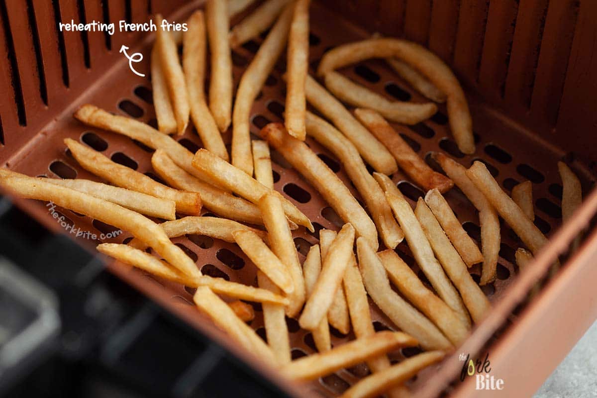 If you’ve got an air fryer, by all means, use it for reheating your fries. It’s nice and quick as it only takes about two to three minutes. You don’t want to overheat them as they can easily scorch and become too crunchy