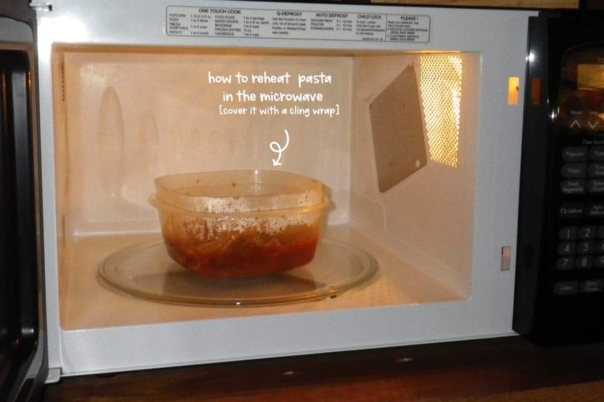 Another way of reheating pasta mixed with sauce, or baked pasta, is in a microwave.