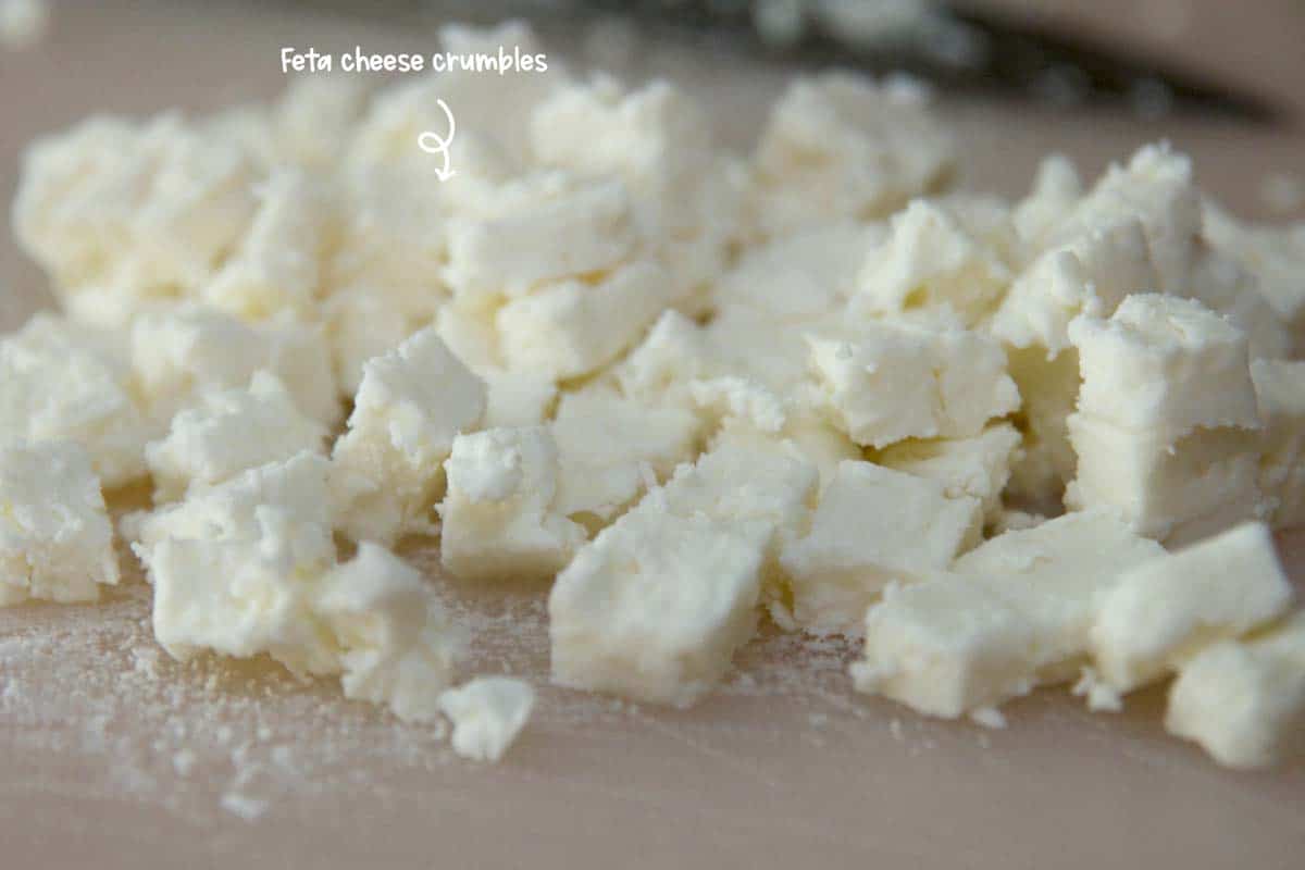 You can buy feta cheese crumbled. It makes it very versatile to use, so many people prefer to buy it in this format. It’s perfect for adding to salads and stuffing mixes.