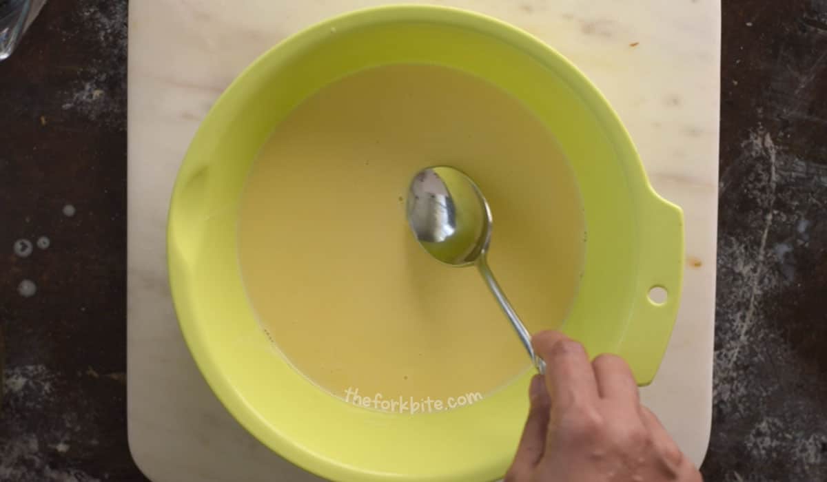 Let the custard mixture sit in a room temperature for at least 10-15 minutes or until completely cool down.