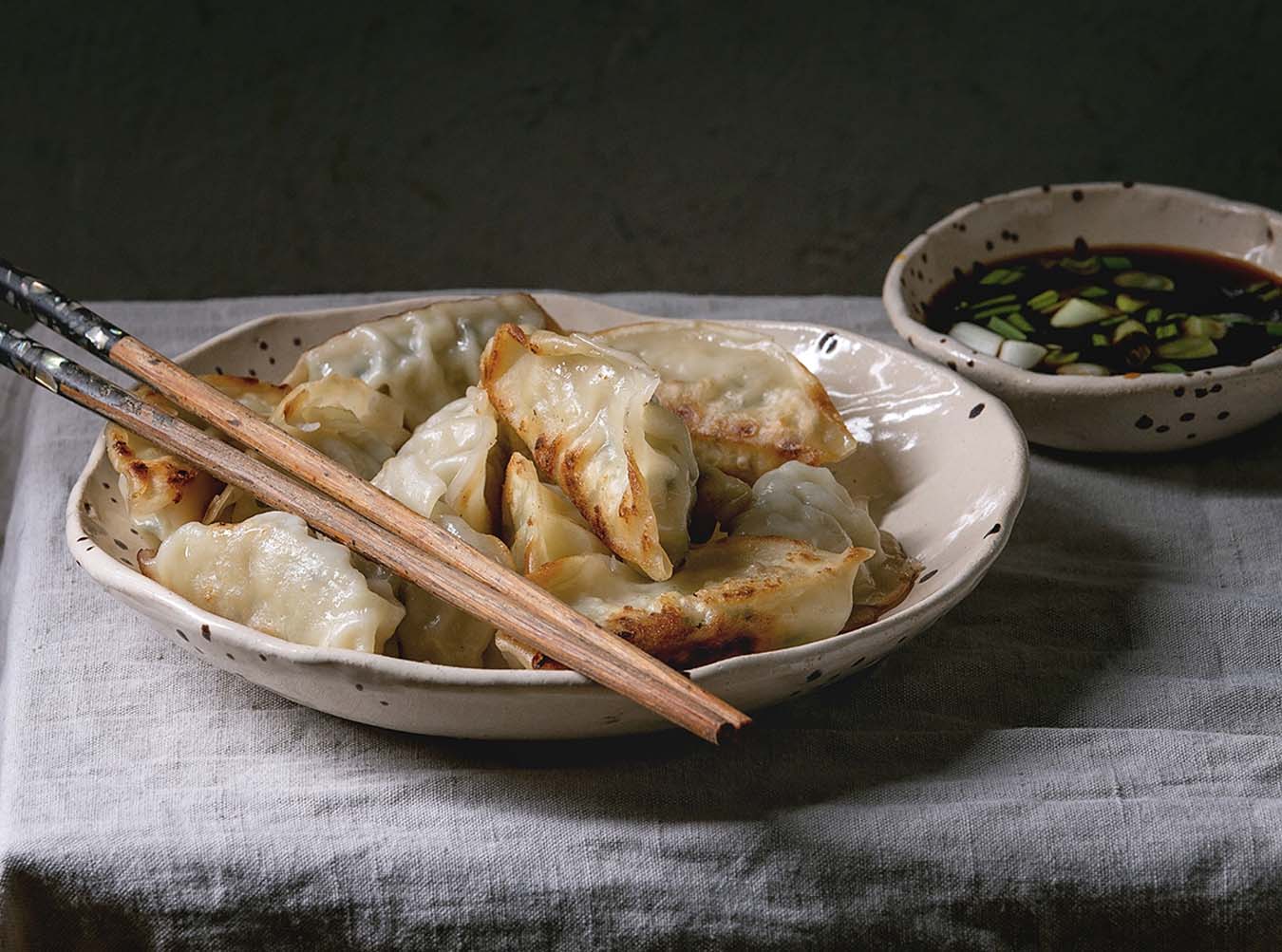 Air fried potstickers rather than pan-fried, they are so easy to make and take no more than about 11 minutes.