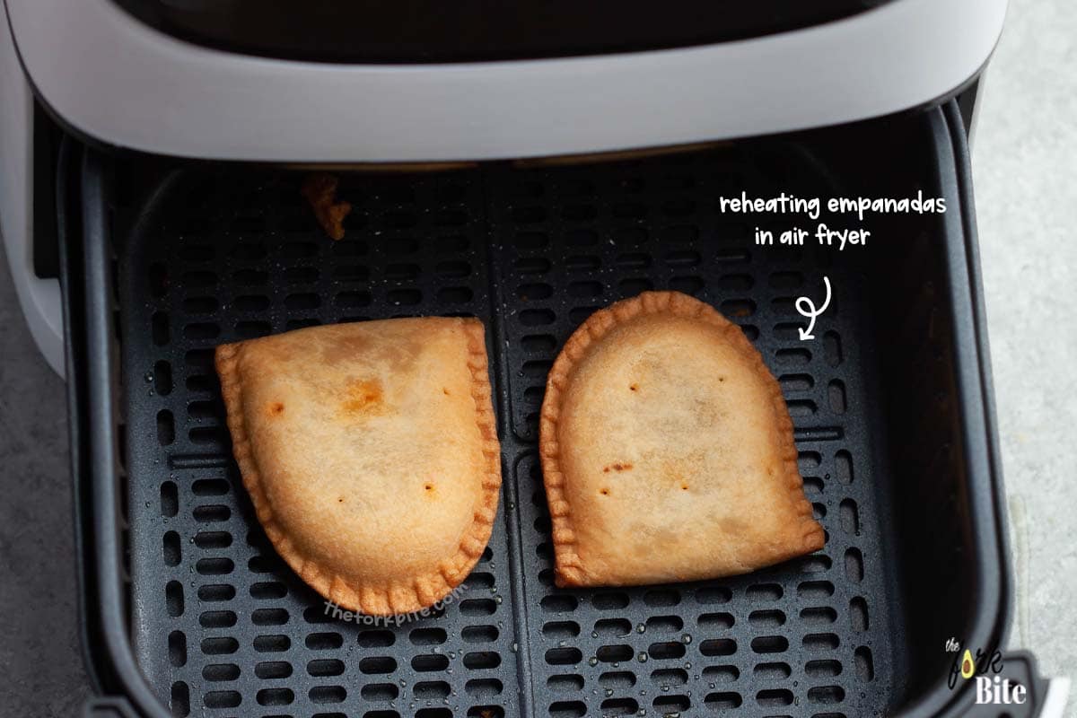 Cook the empanadas at a temperature of 340°F for between 8 and 10 minutes. Check to see if they are browned and cooked through. If not, cook for a little longer.