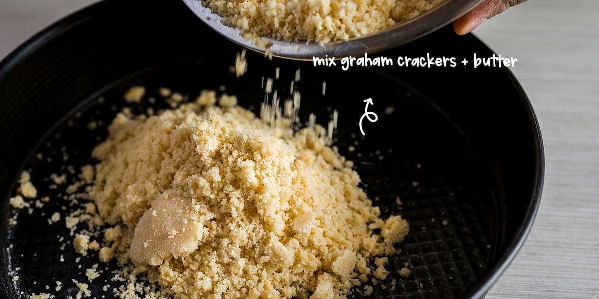 Mix the graham cracker crumbs, melted butter, and 2 tablespoons of sugar until well combined.