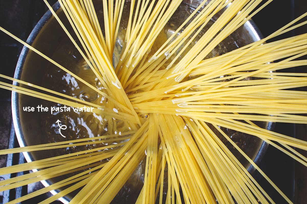 The water from cooking your pasta has a lot of starches. This makes it a potent agent for thickening sauces.