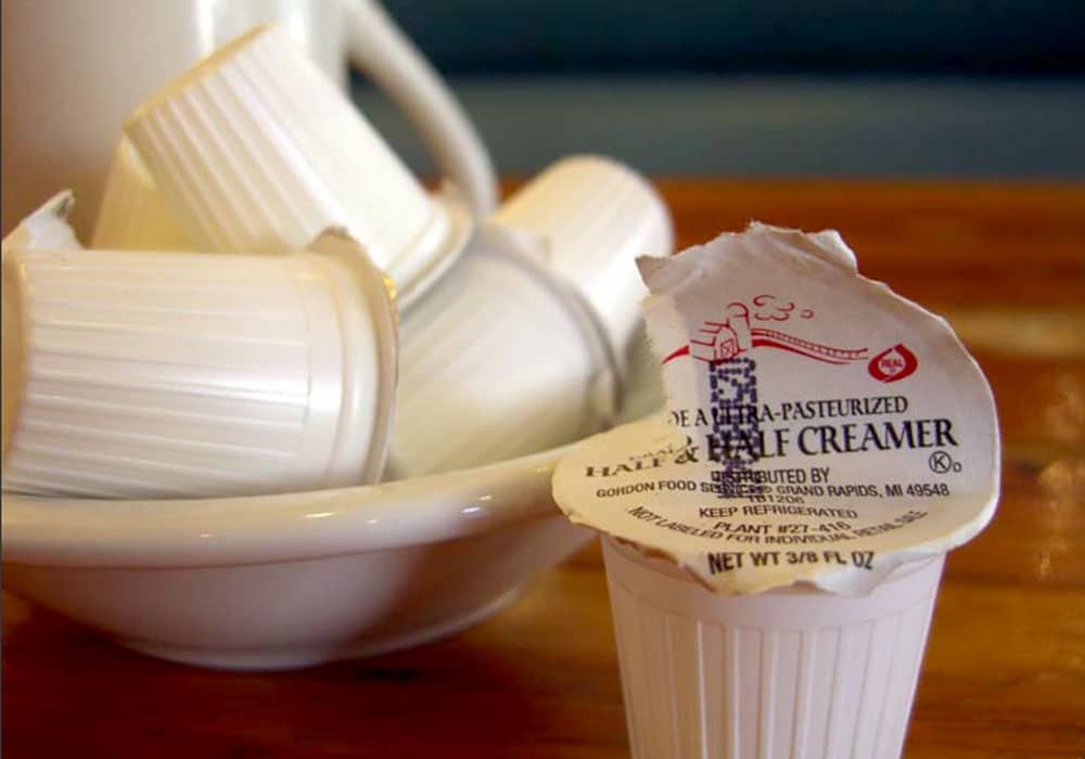 Coffee creamer is dairy-free. Most coffee creamers are made of water, sugar, and vegetable oil though ingredients vary by brands.