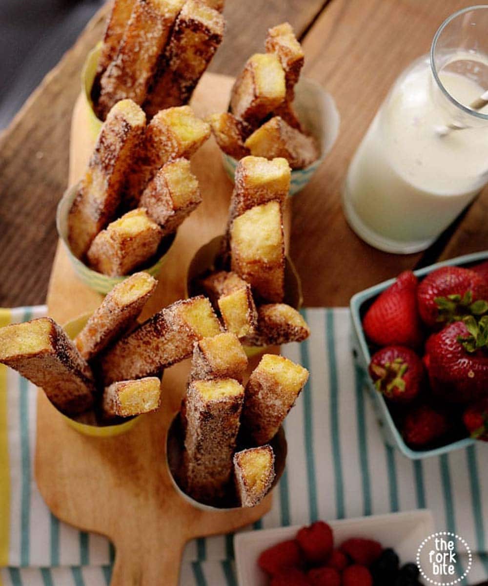 The Bread that hasn't been sliced is best since you can make the dipping sticks thicker, which helps them to be firmer and less floppy.