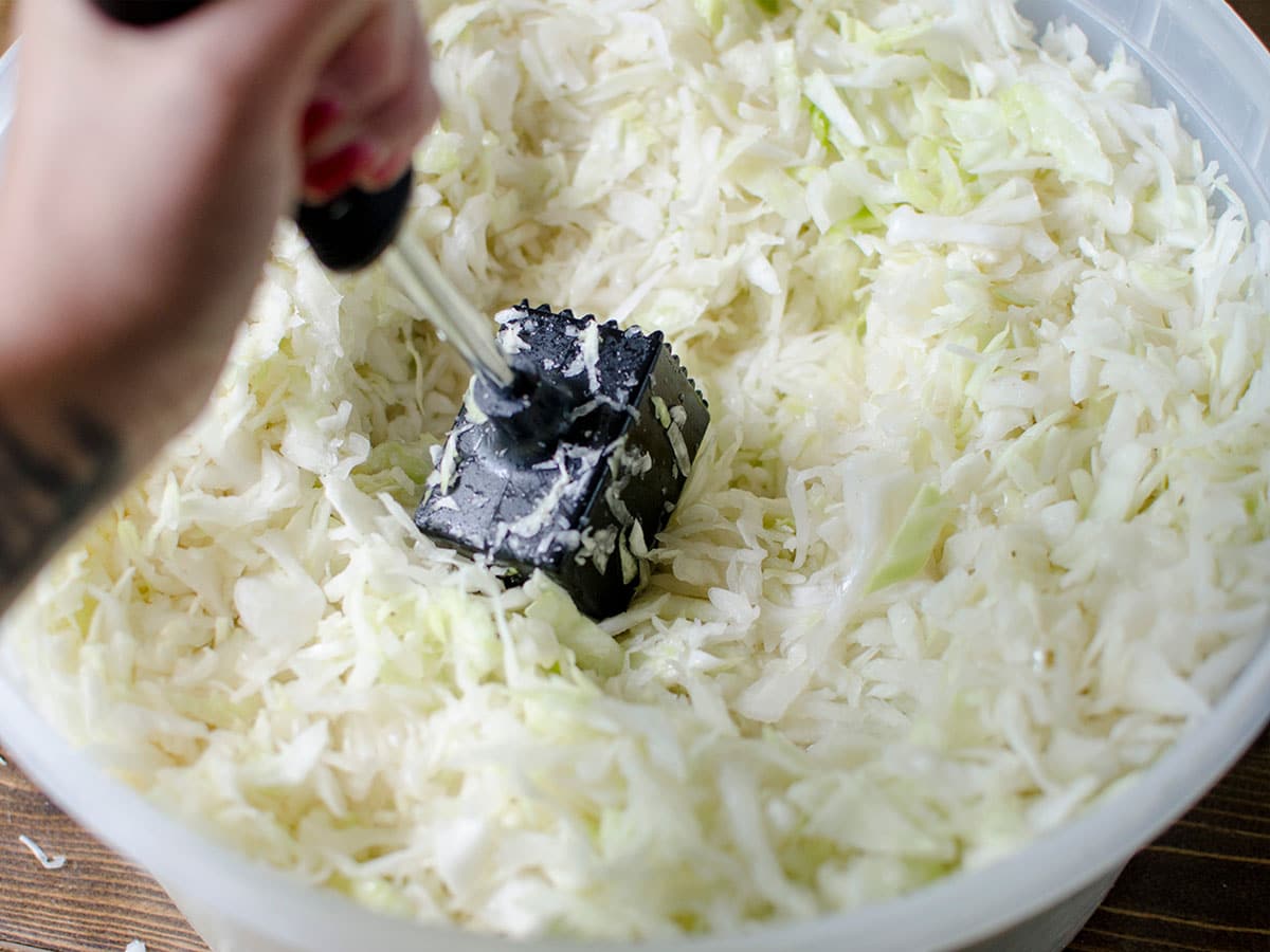 Place sauerkraut in a Ziplock bag or any container appropriate for freezing, and leave 2 inches of space at the top. When the sauerkraut freezes, it will expand, taking up additional room in the freezer.