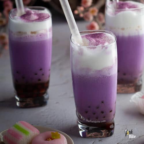 Purple Boba Taro Milk Tea with Tapioca Pearls The Fork Bite