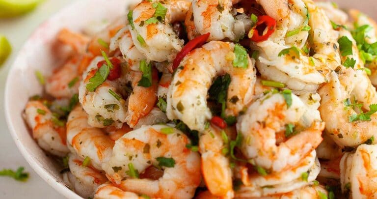Cilantro lime shrimp is a simple recipe with a citrus tang and works superbly with Mexican flavors, served with avocado salad, rice, or tacos.