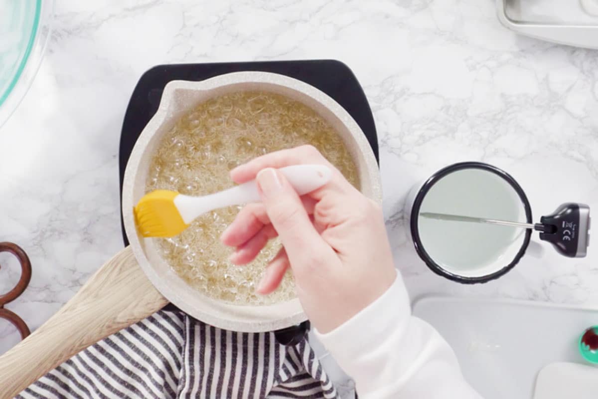 Don't forget to brush away any extra sugar granules from the sides of the pan, as mentioned earlier.