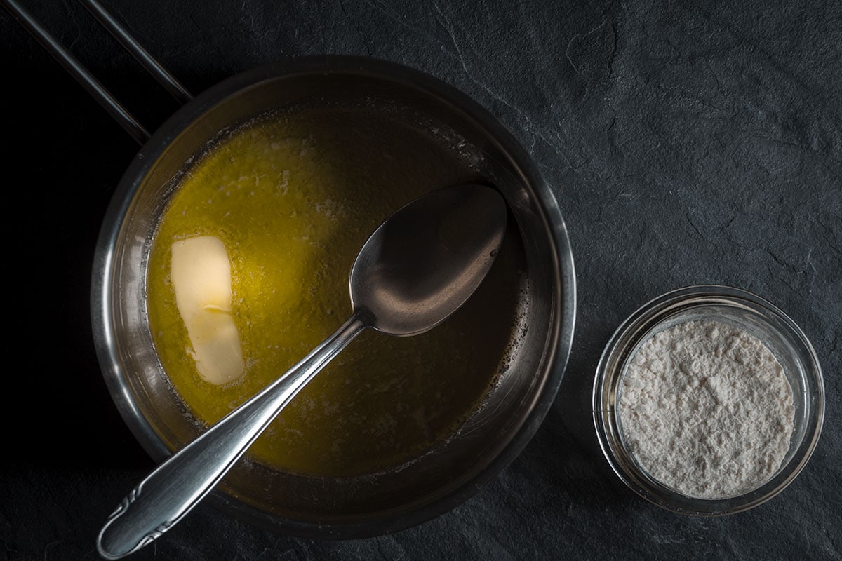 Using a roux is the preferred method for thickening creamy sauces used by most cooks in the USA. A roux is made by combining butter with flour.