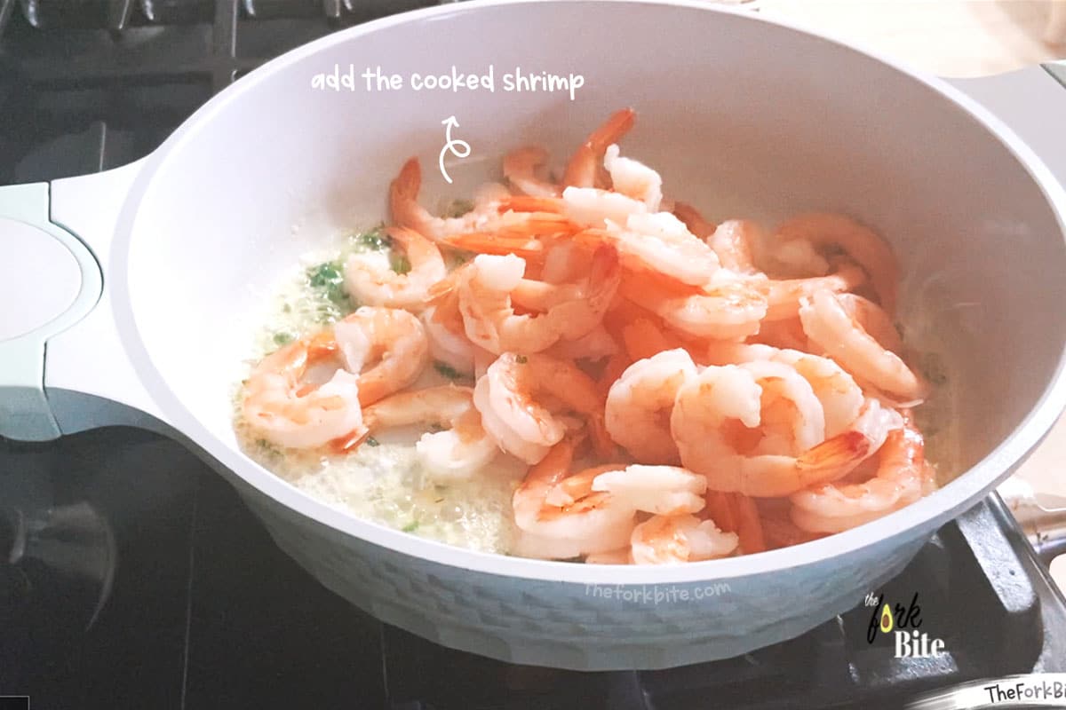 Cook them for about one minute, stirring gently every few seconds to ensure that each shrimp cooks until all have turned pink.