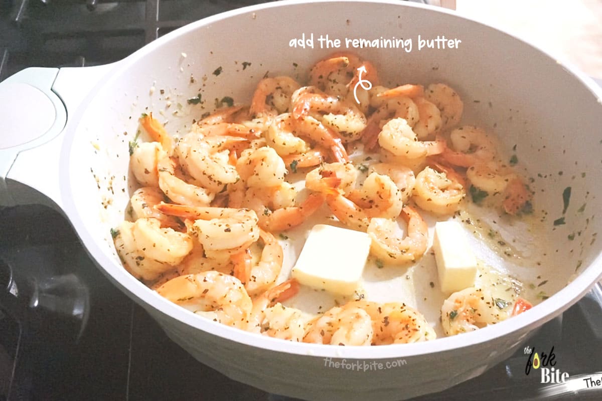 Keeping the skillet off the heat all the time, add in the fresh chopped cilantro, the lime juice, and the two tablespoons of the butter you set aside earlier.