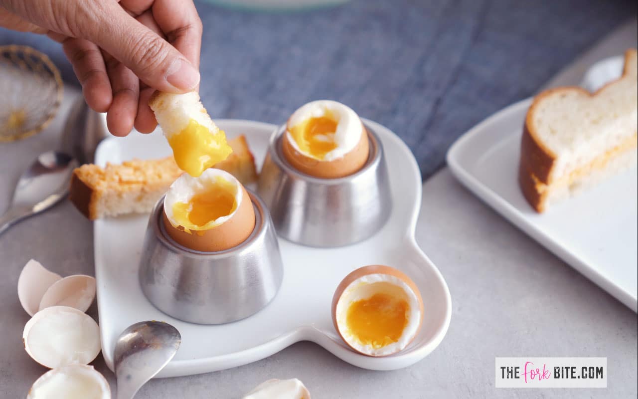 Season with salt and pepper and enjoy. Since I was a kid, I have always dipped toast soldiers into my soft "boiled" eggs. It's got to be done.