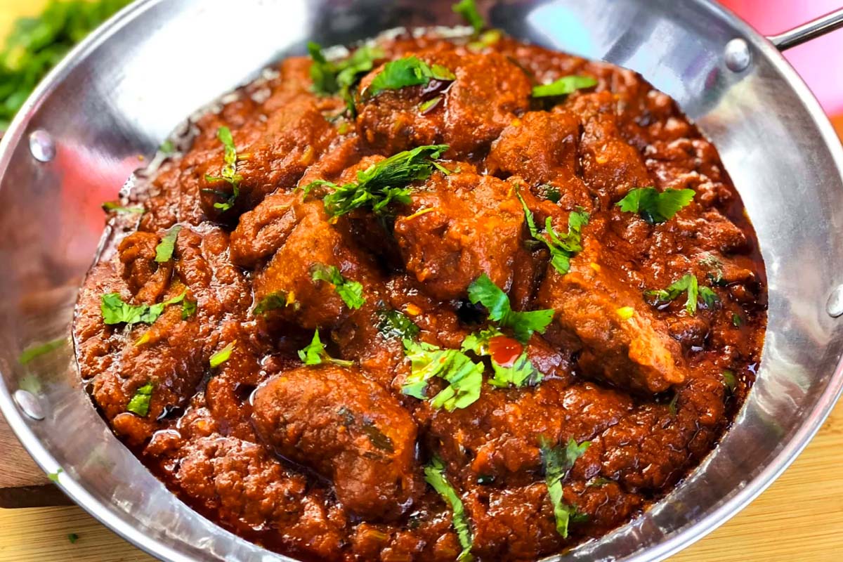 Phall is not for the faint-hearted. The heat comes from the fact that it uses dried chilis which intensifies their heat. You're guaranteed to work up a sweat eating this one. The meat itself, beef chicken or lamb, is marinated in dried chilis to impart even more heat.