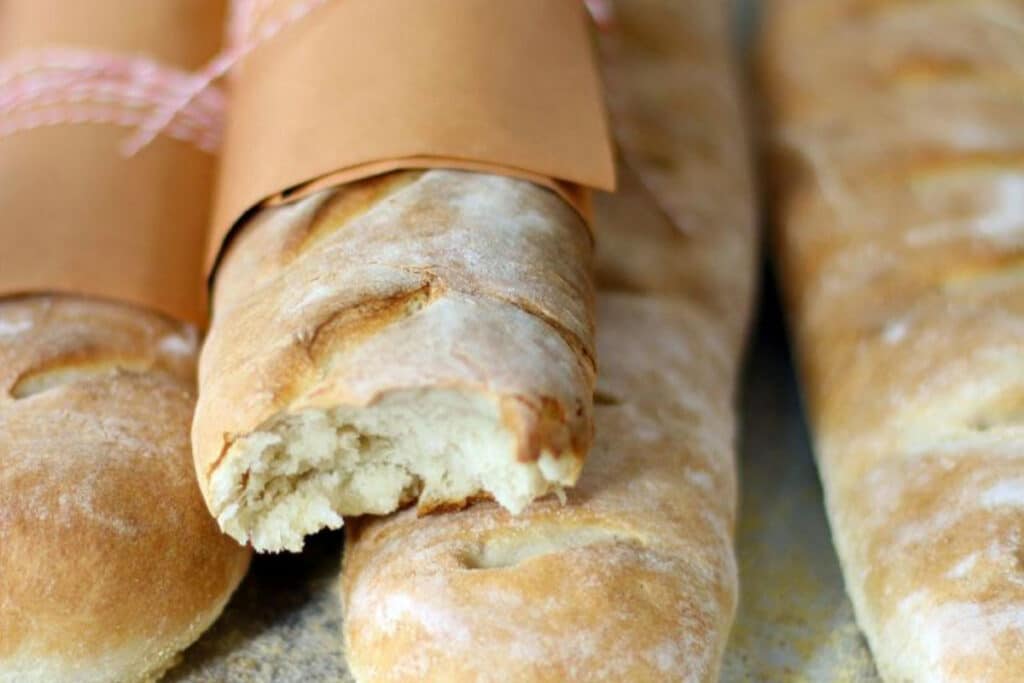 This French baguette bread is flavorful, light, and crunchy. It can also serve as a vehicle for delivering the thick, herby gravy into your mouth. 