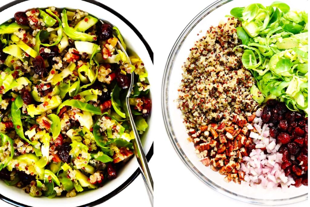 You can make a quinoa salad with Brussels sprouts as well. Adding herbs, spices, berries, and nuts will make this a flavor explosion in your mouth.