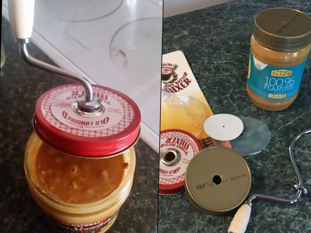 With the help of this old-fashioned peanut butter mixer, I could finally stir up the peanut butter without waiting till my husband opened a new jar.