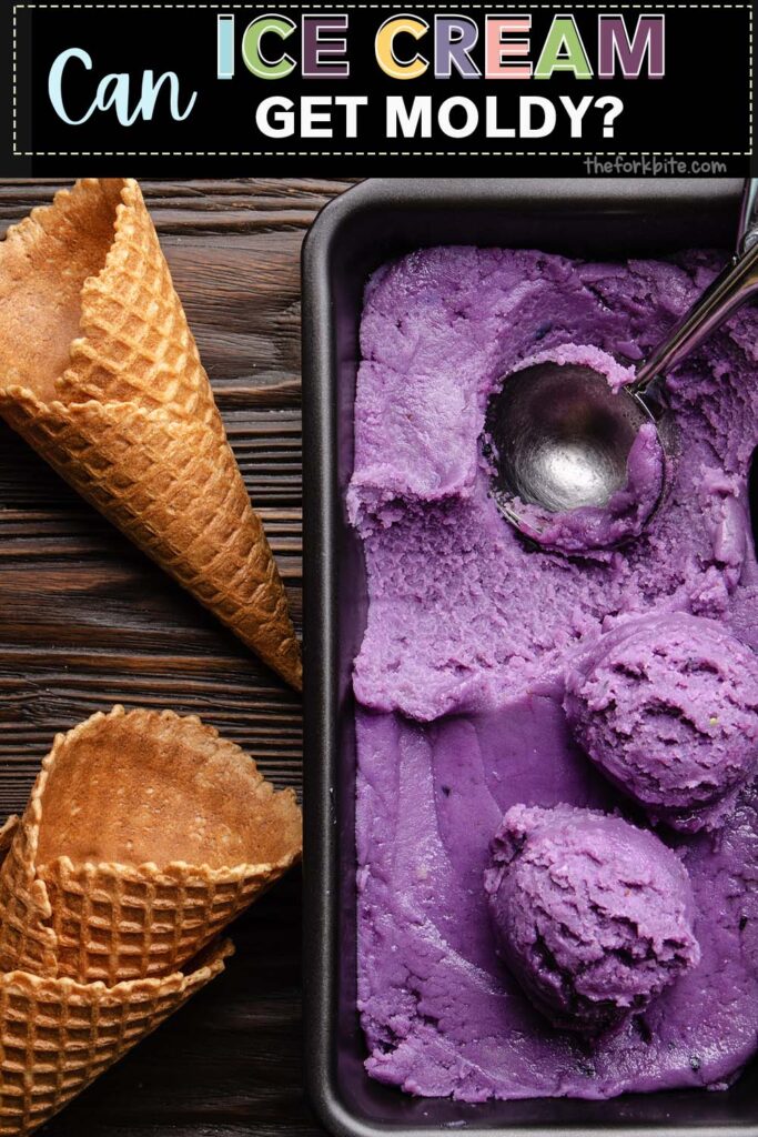Yes, ice cream can get moldy even though it’s frozen, although some people find it hard to believe. When ice cream goes off, it's texture changes, turning rather gooey.