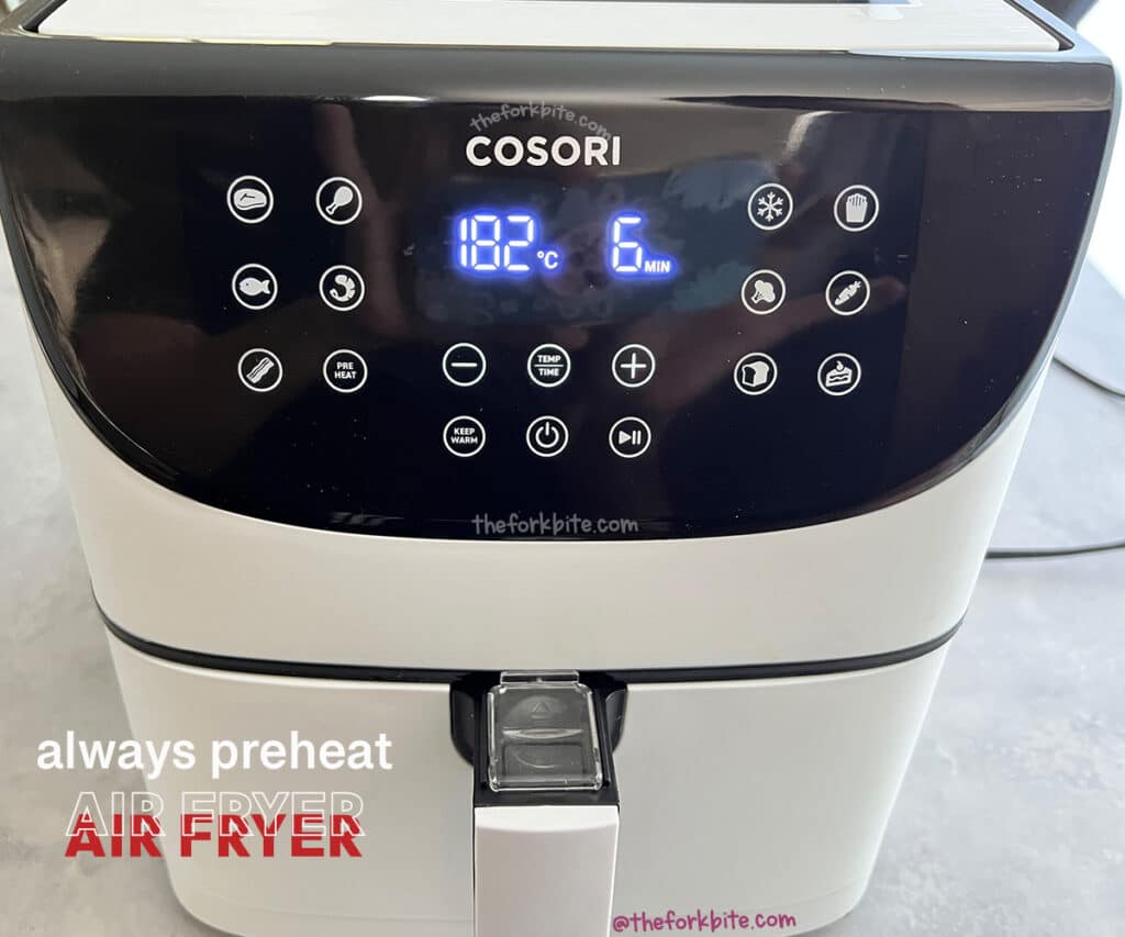 Preheat the air fryer to a temperature of 360°F for at least 5 minutes.