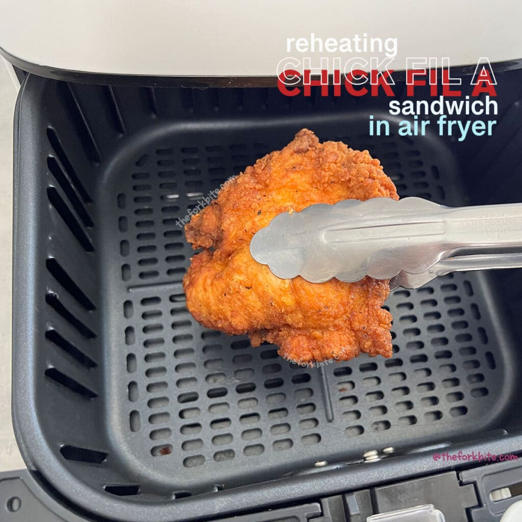 Transfer the chicken fillet into the air fryer and cook for five to six minutes (I did mine for 5 minutes). Flip over halfway through the cooking time.