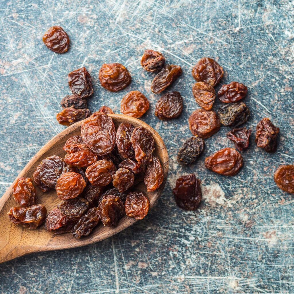 Flame Seedless raisins. These red seedless grapes are sun-dried and sweet, making them a versatile addition to a wide range of recipes. Instead of white sugar, dried fruit provides natural fructose, which can be used to curb sweet cravings.