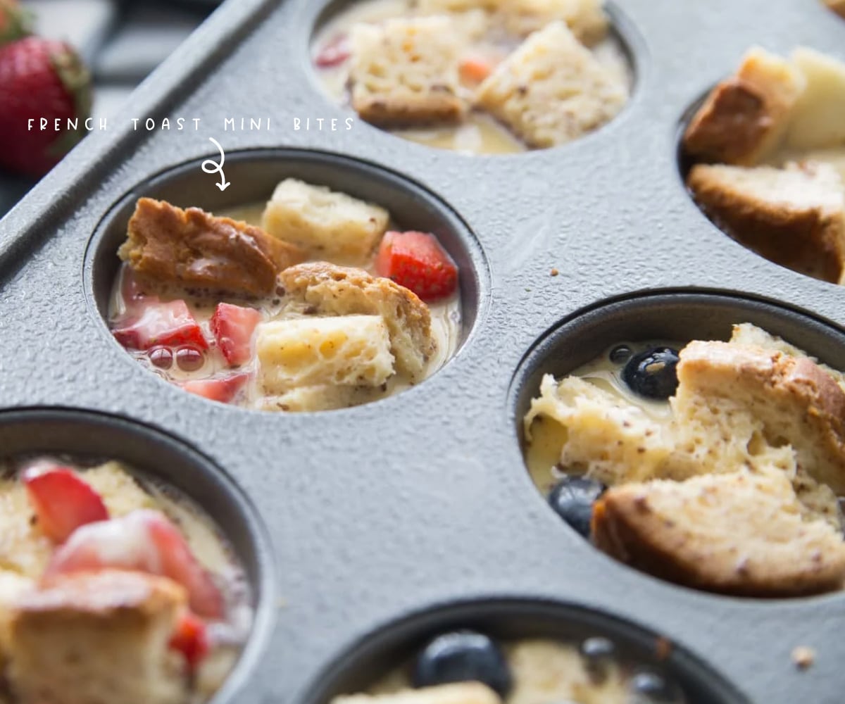 Use a muffin tin for cooking up small portions of batter, and top them with your favorite toppings