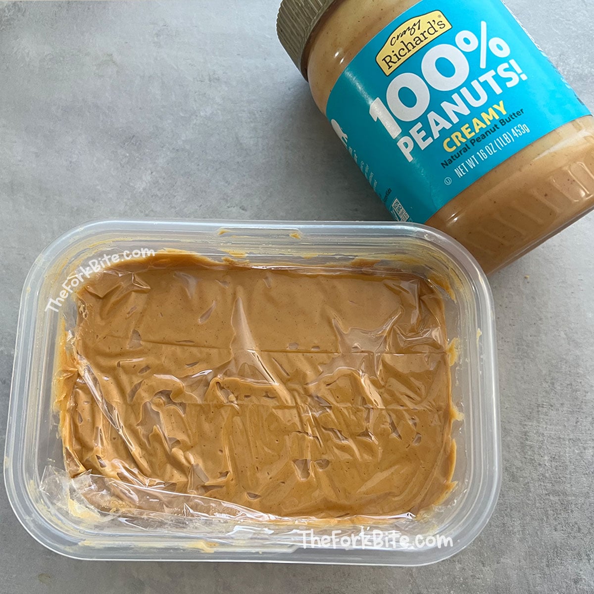 Place the peanut butter in airtight containers suitable for freezing, allowing a small amount of headspace to accommodate freezer expansion.