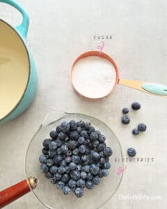 Put the blueberries into a small saucepan and heat them over low heat. Upon heating, blueberries start to burst. You can smash them with a fork or spoon to access their juices.